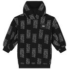 Girls Black Logo Hooded Dress, 1, hi-res