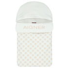 White & Beige Logo Baby Nest, 1, hi-res