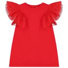 Girls Red Tulle Dress, 4, hi-res