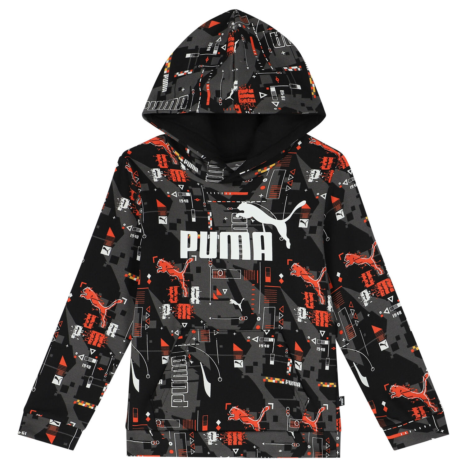 توب هودى أولاد بالشعار باللون الاسود, 1, hi-res image number null