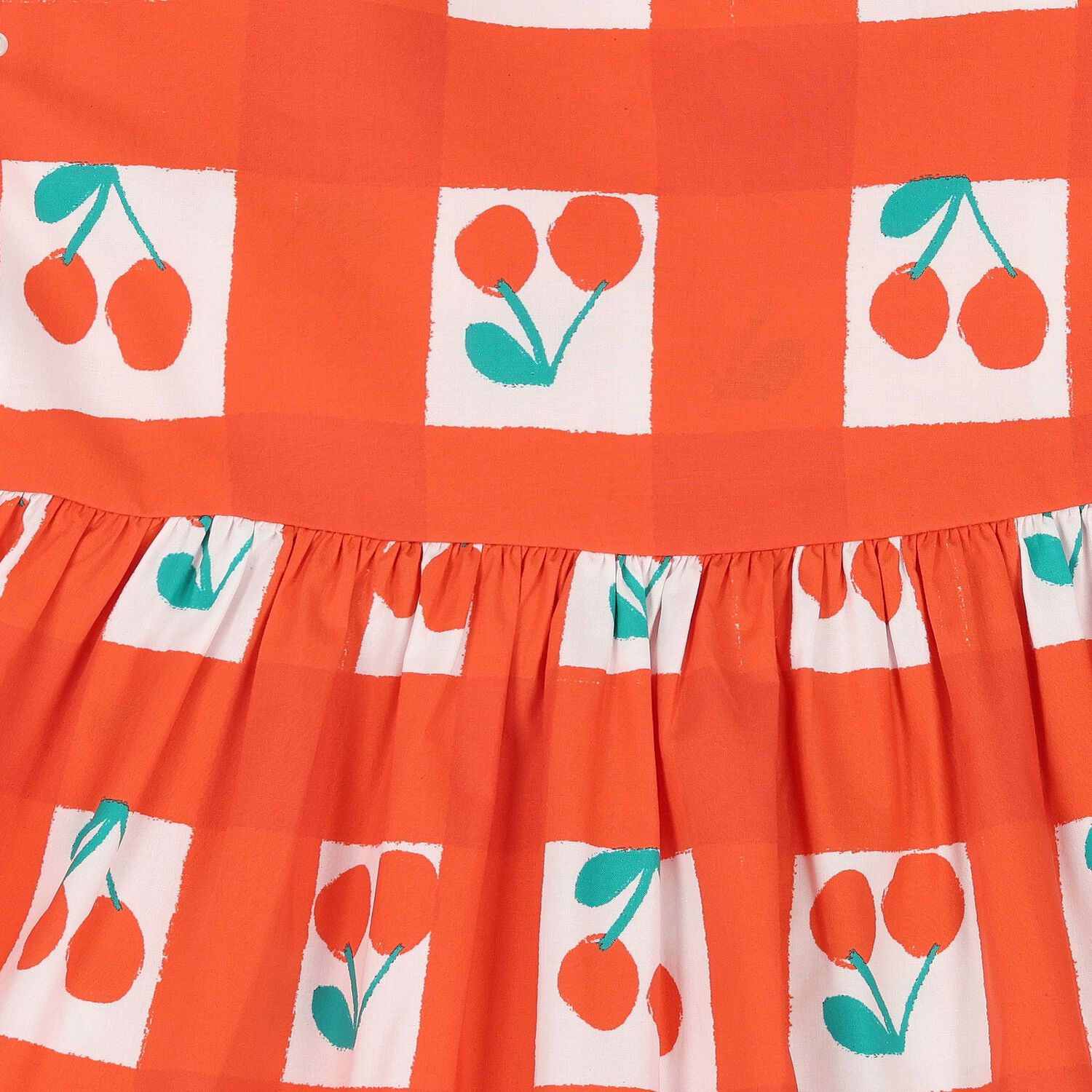 فستان بطبعة الكرز باللونين الأبيض والأحمر للبنات, 1, hi-res