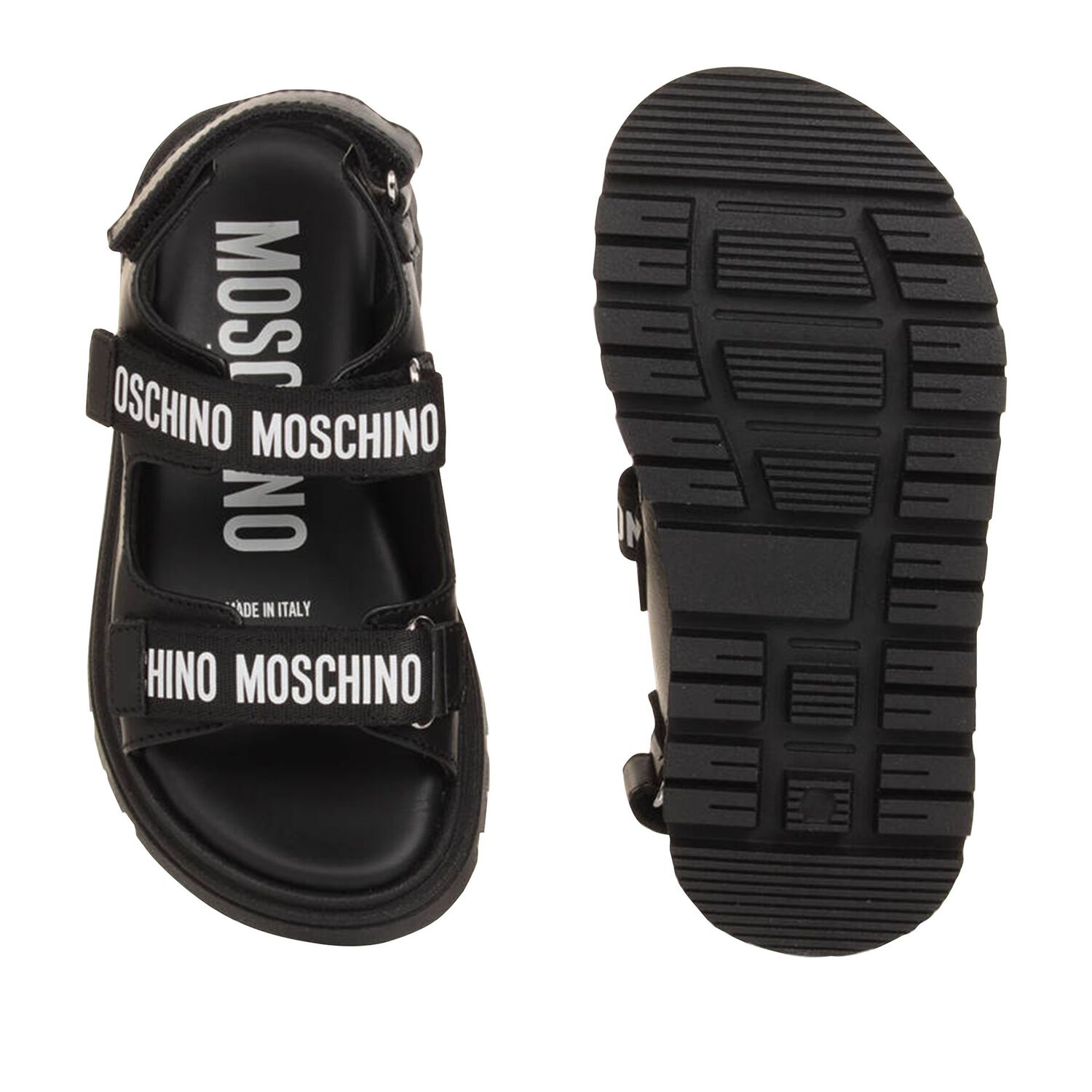 صندل بالشعار باللون الابيض والاسود , 1, hi-res image number null