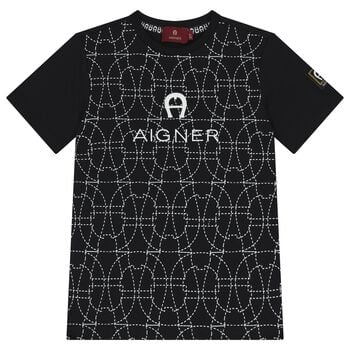 تي شيرت أسود بشعار للأولاد