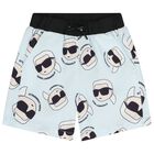 Boys White & Blue Ikonik Swim Shorts Set, 1, hi-res