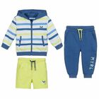 Baby Boys Blue & Neon Green 3-Piece Tracksuit, 1, hi-res