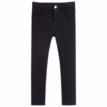 Girls Navy Blue Jersey Trousers