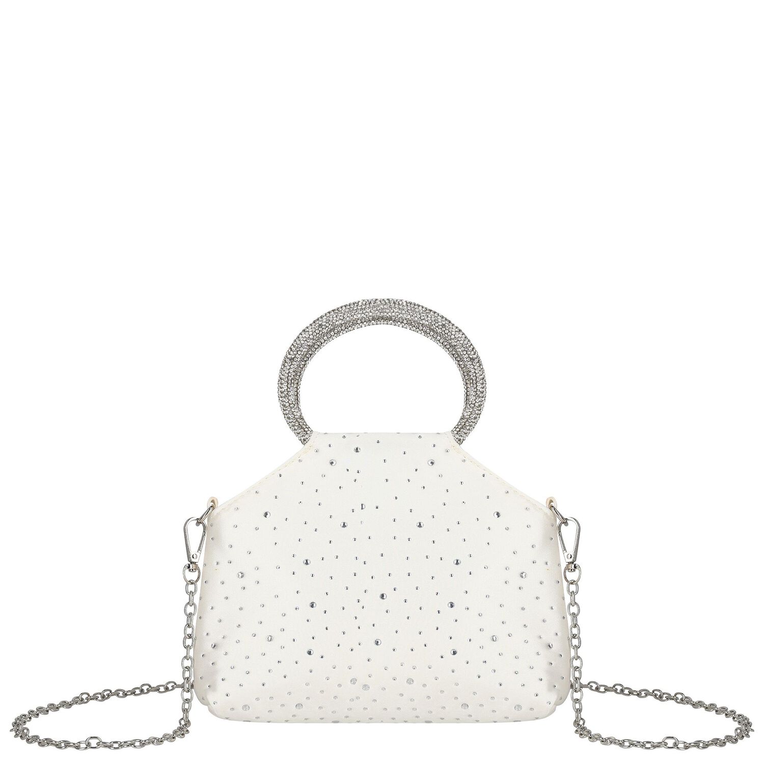 Girls Ivory Rhinestone Embellished Handbag ( 23cm ), 1, hi-res