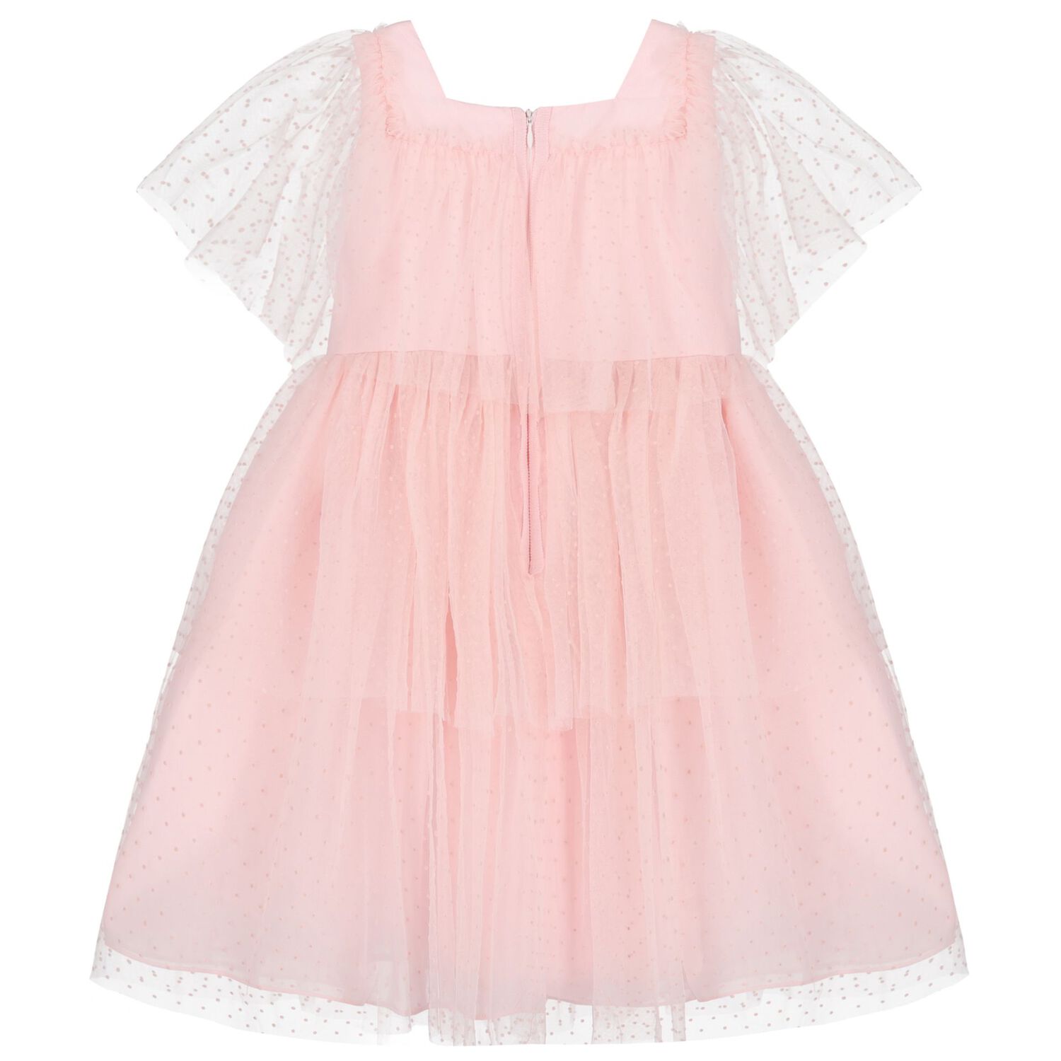 Girls Pink Tulle & Chiffon Dress, 2, hi-res image number null