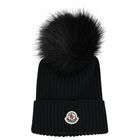 قبعة بنات بالشعار باللون الأسود, 1, hi-res