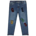 Boys Blue Denim Logo Jeans, 1, hi-res