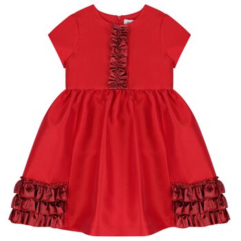 Girls Red Ruffled Dress