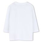 Younger Boys White Logo Long Sleeve Top, 1, hi-res