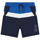 Younger Boys Navy Blue Logo Shorts, 1, hi-res