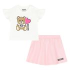 Younger Girls Ivory & Pink Teddy Bear Skirt Set, 1, hi-res