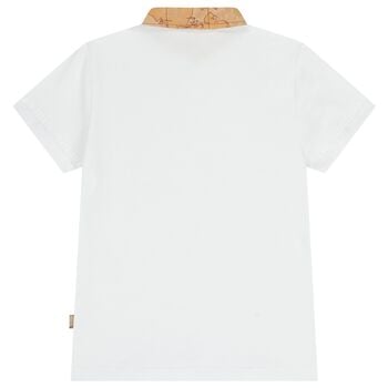 Boys White Logo Polo Shirt