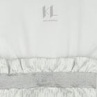 فستان بنات جاكار بالشعار باللون الأبيض والفضي, 1, hi-res