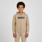 Beige Logo Hooded Zip Up Top, 2, hi-res