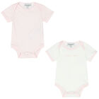 Baby Girls Ivory & Pink Logo Bodysuits ( 2-Pack ), 1, hi-res