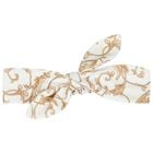 Baby Girls White & Gold Bow Headband  , 1, hi-res