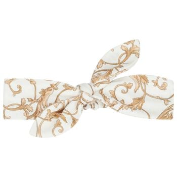 Baby Girls White & Gold Bow Headband  