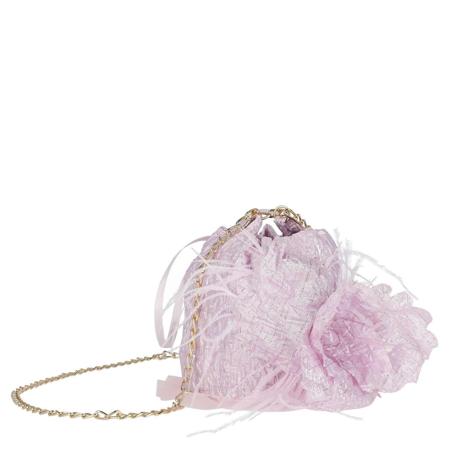 Girls Pink Feather Handbag, 1, hi-res