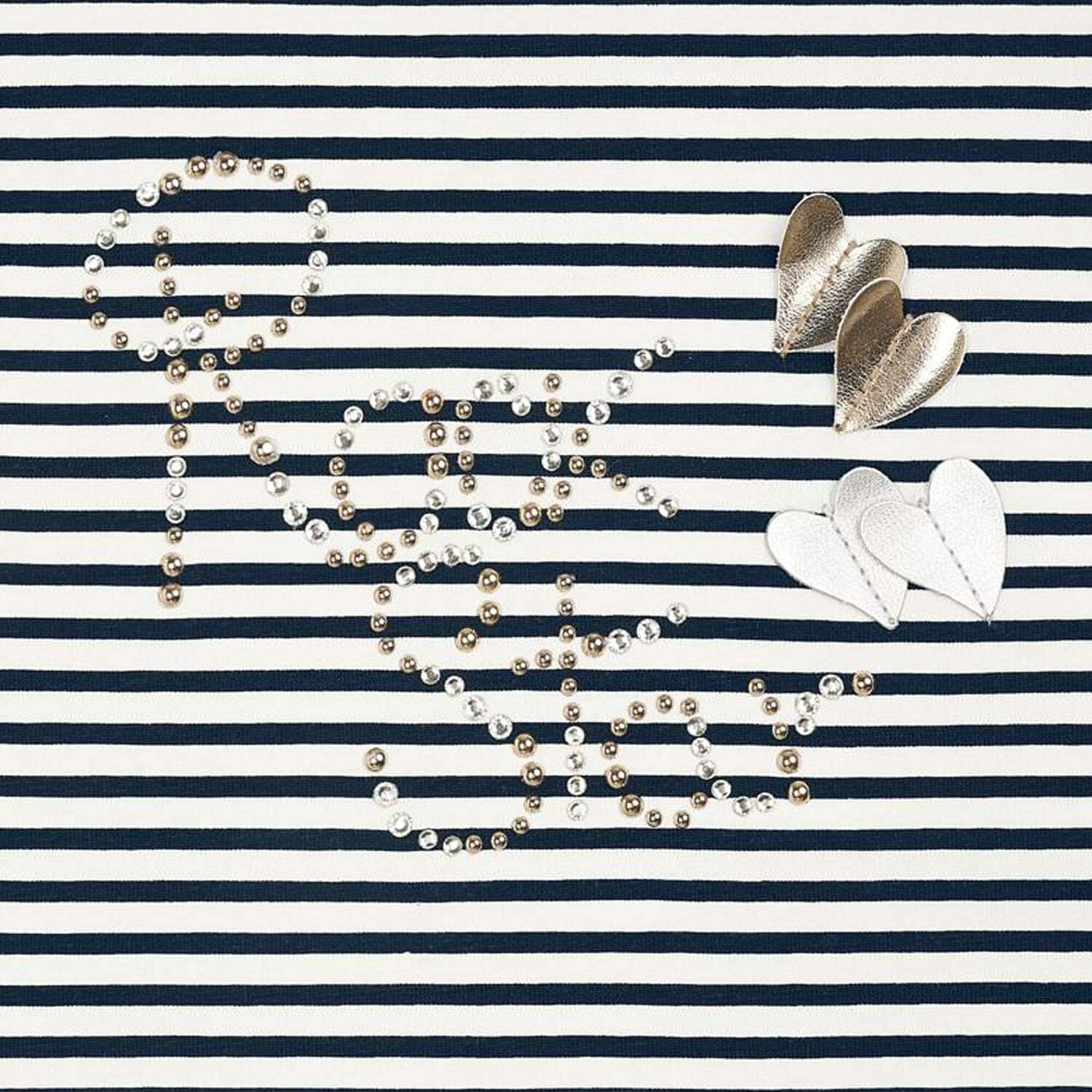 Girls Black & White Striped Top, 1, hi-res