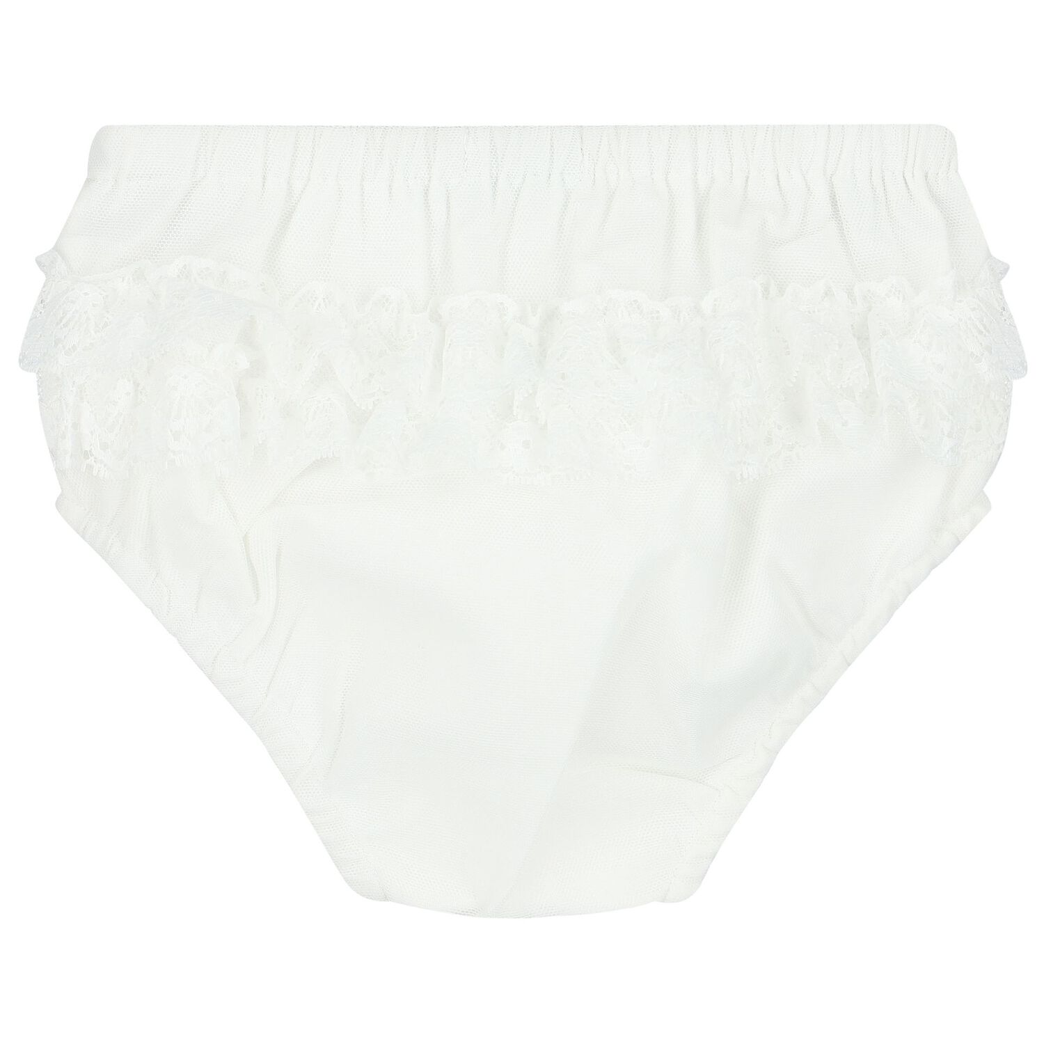 Younger Girls White Flower Lace & Tulle Dress, 1, hi-res