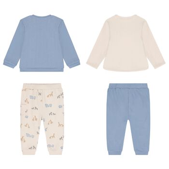 بدله رياضيه للاولاد باللون البيج والازرق ( قطعتين ) 