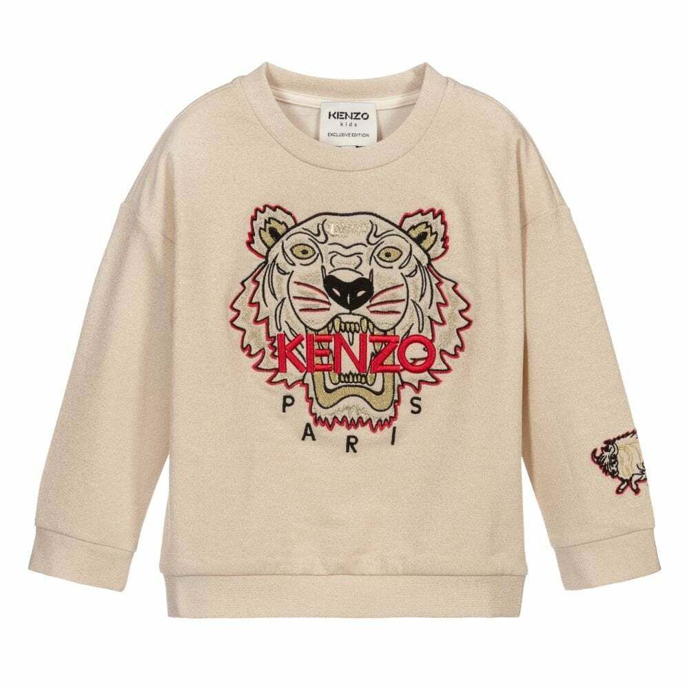 KENZO KIDS Girls Gold Tiger Sweatshirt Junior Couture QA