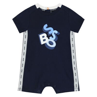 Baby Boys Navy Logo Romper