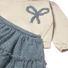 طقم تنورة تول باللونين البيج والأزرق للفتيات الصغيرات, 1, hi-res