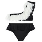 Girls Black & White Petal Bikini, 1, hi-res