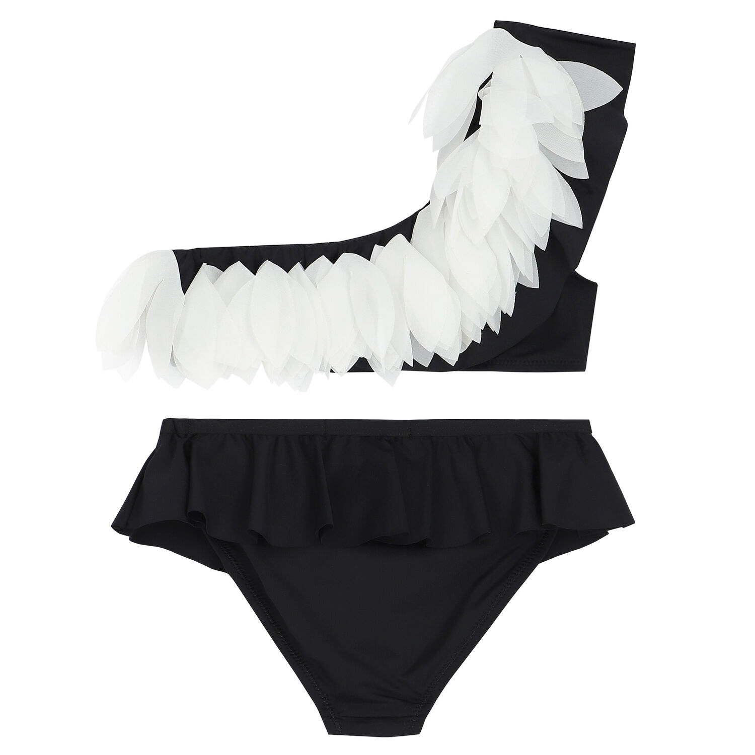 Girls Black & White Petal Bikini, 1, hi-res image number null