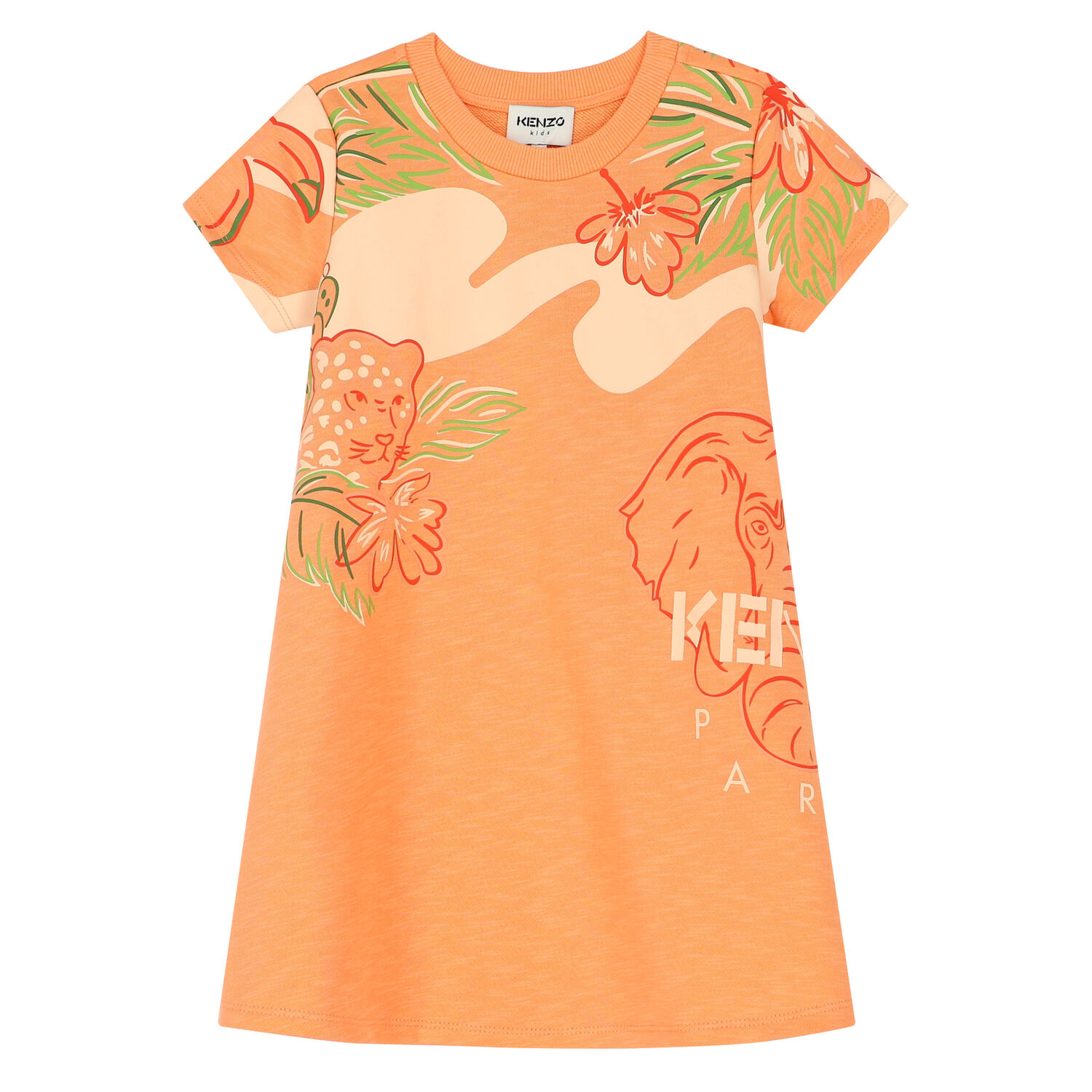 Girls Orange Logo Dress, 1, hi-res