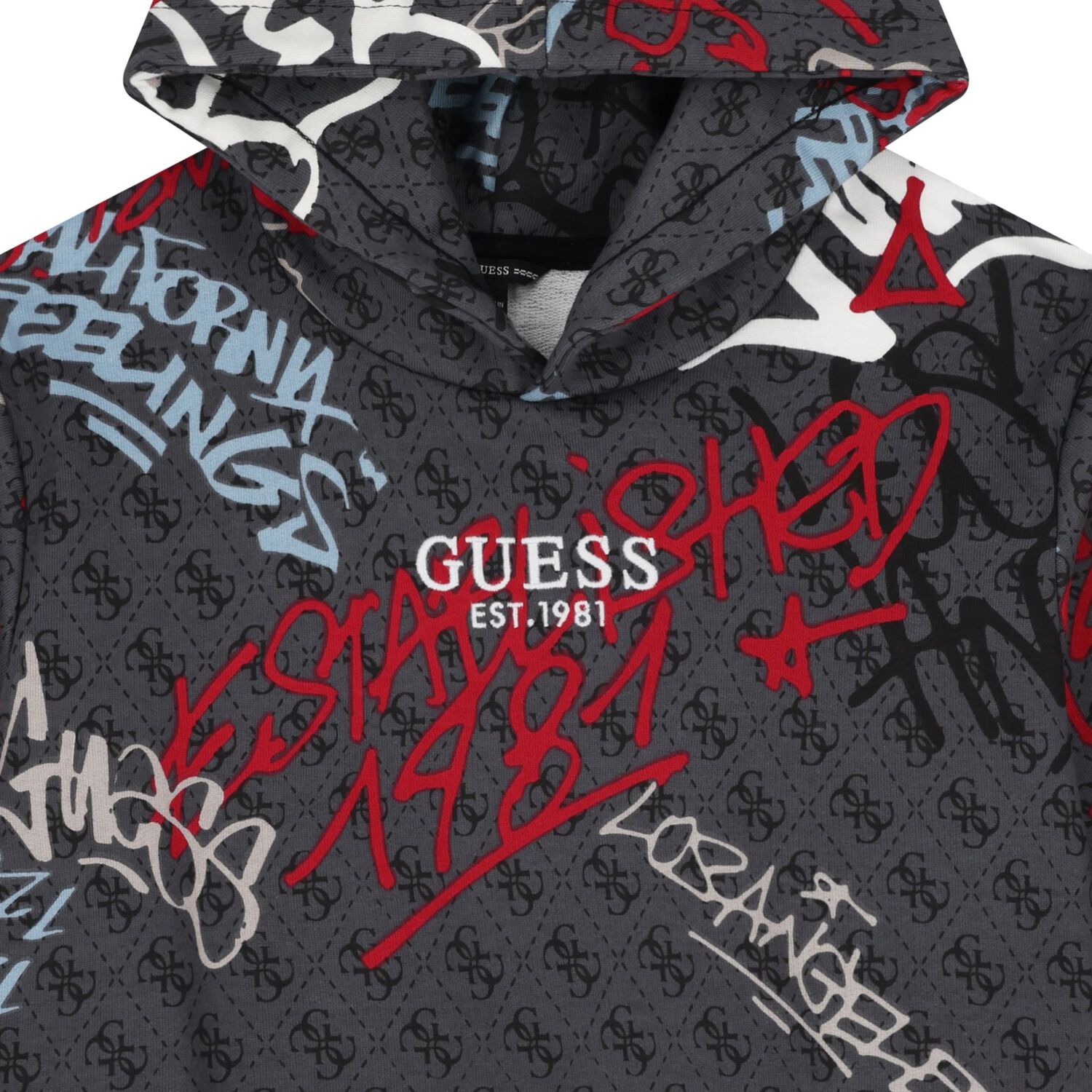 بلوزة بغطاء رأس وشعار رمادي للأولاد, 1, hi-res