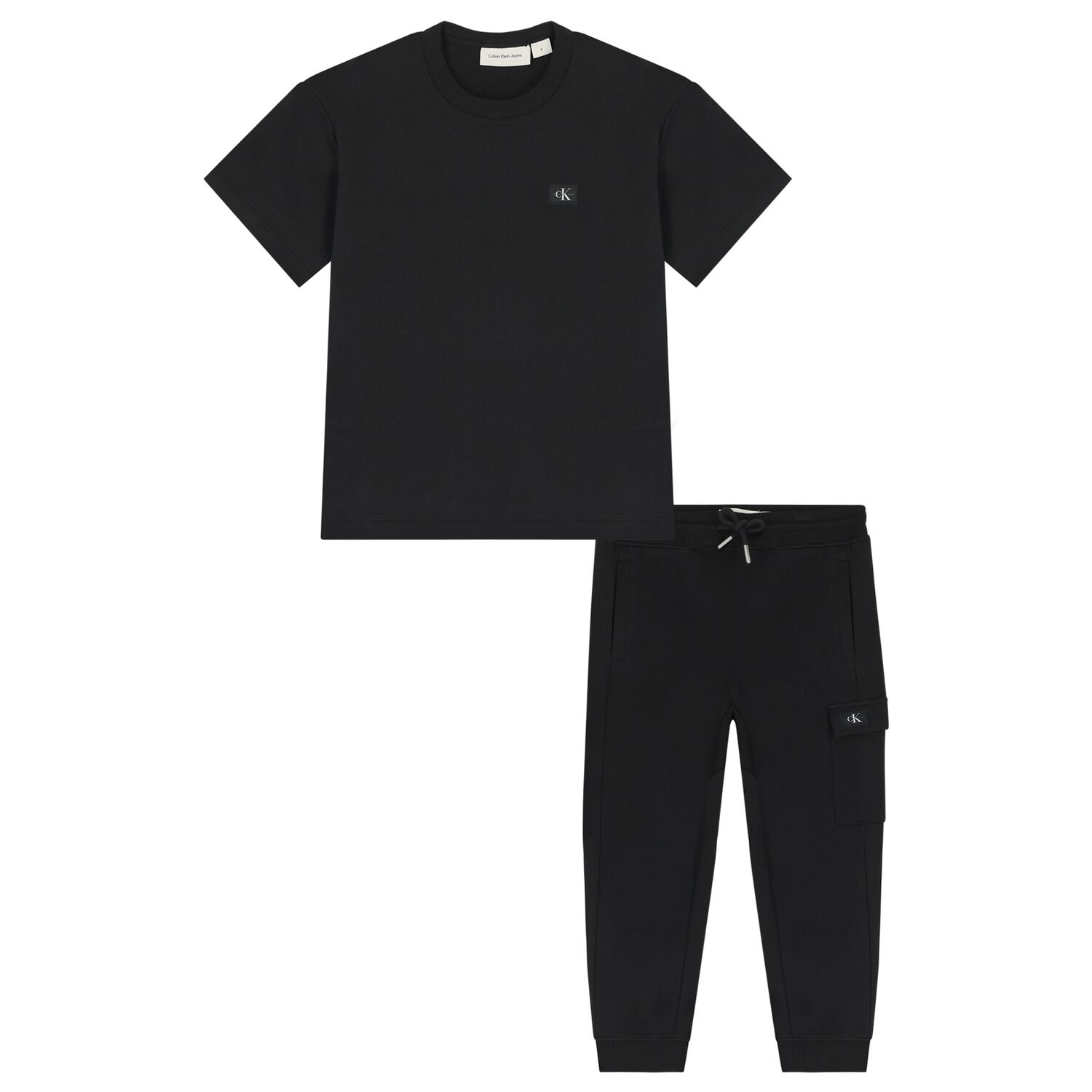 Boys Black Logo Joggers Set, 1, hi-res