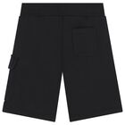 Boys Black Logo Shorts , 1, hi-res