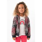 Girls Multi-Coloured Hooded Zip Up Top, 1, hi-res