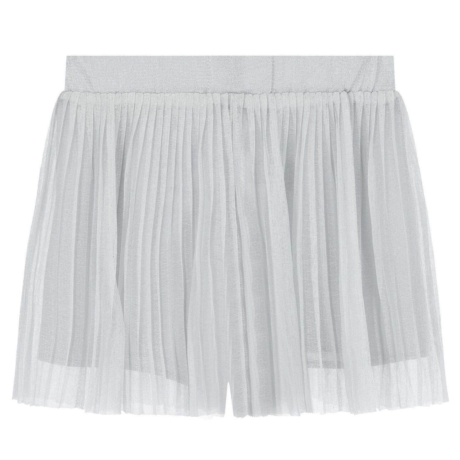 Girls Grey Pleated Tulle Shorts, 1, hi-res