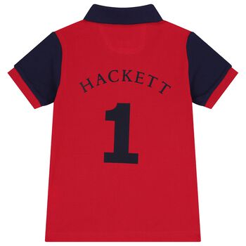 Boys Blue & Red Logo Polo Shirt