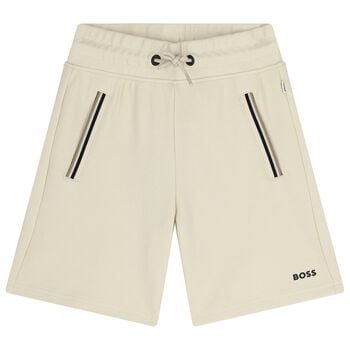 Boys Beige Logo Shorts
