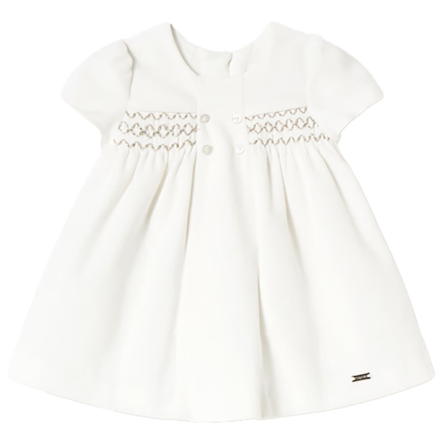 Baby Girls White Smocked Dress, 4, hi-res