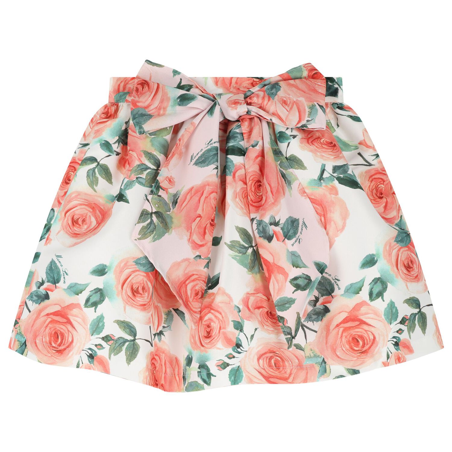 طقم تنورة ساتان باللون المرجاني والوردي و  الأبيض للبنات, 1, hi-res image number null