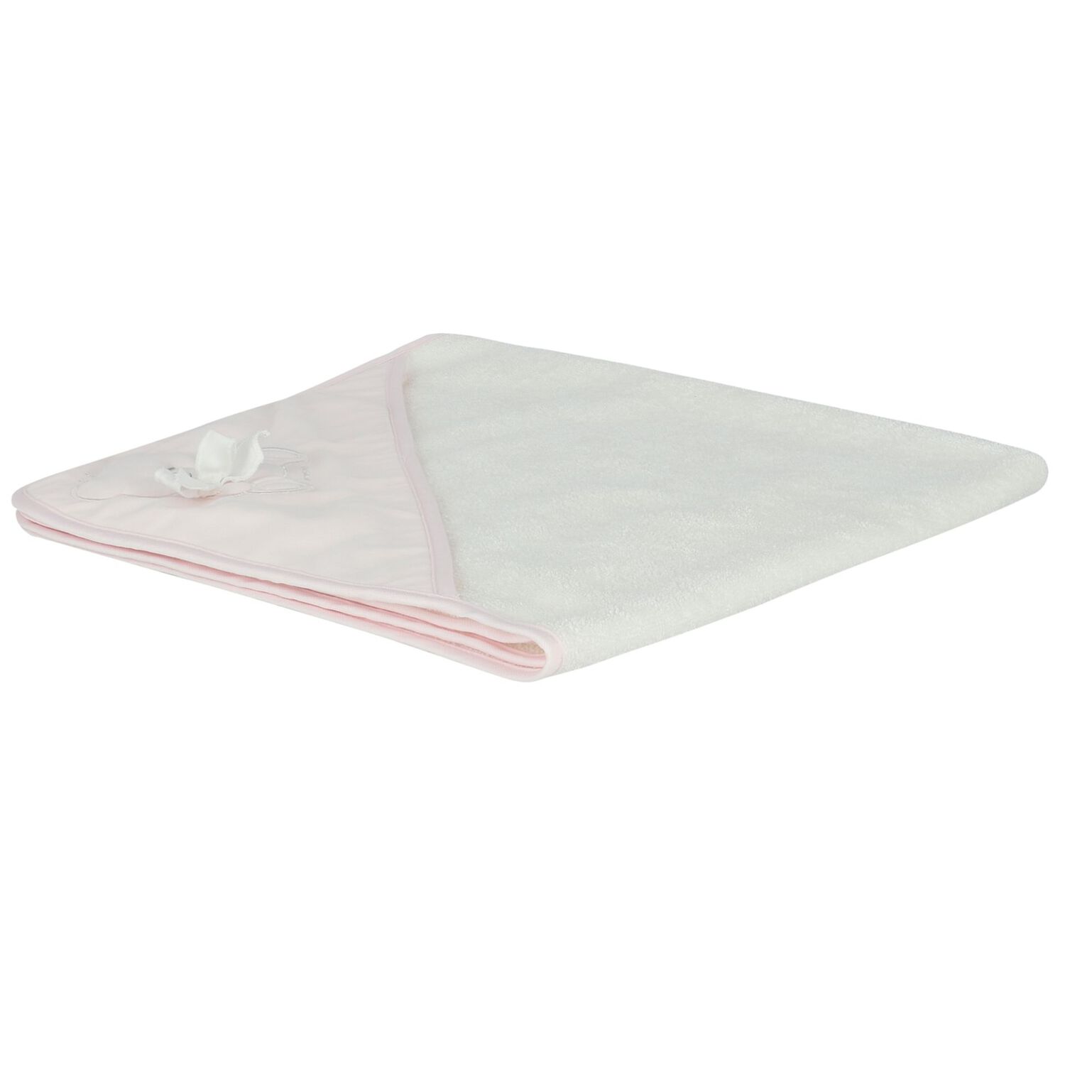 Baby Girls White & Pink Teddy Bear Hooded Towel, 1, hi-res