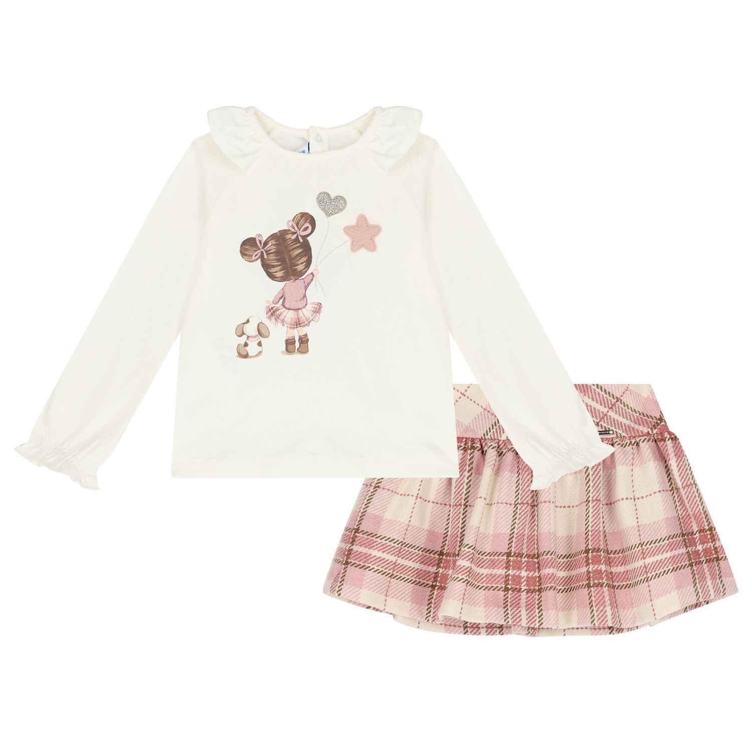 Younger Girls Ivory & Pink Skirt set, 1, hi-res image number null