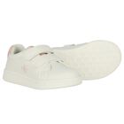 Girls White & Pink Logo Trainers , 1, hi-res