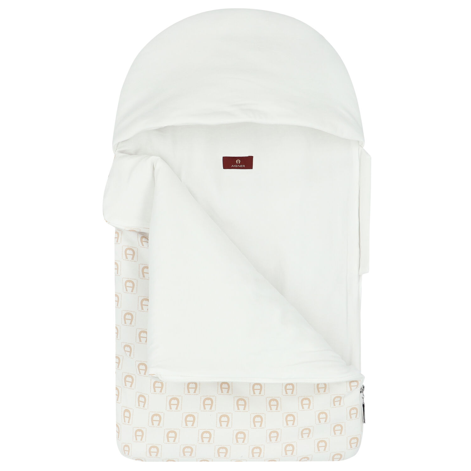 White & Beige Logo Baby Nest, 1, hi-res