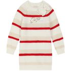 Girls Ivory Logo Knitted Dress, 1, hi-res