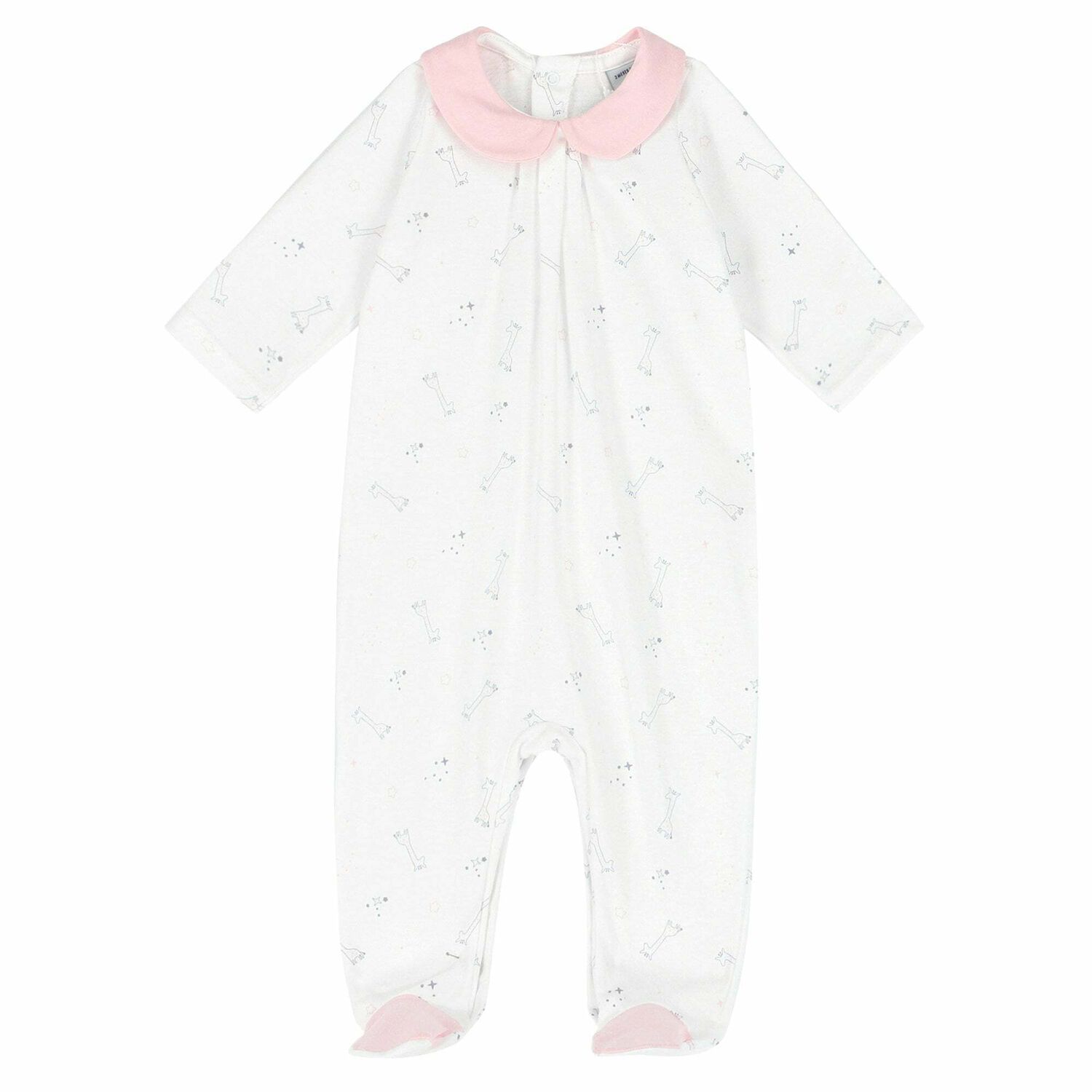 Baby Girls White & Pink Babygrow, 1, hi-res
