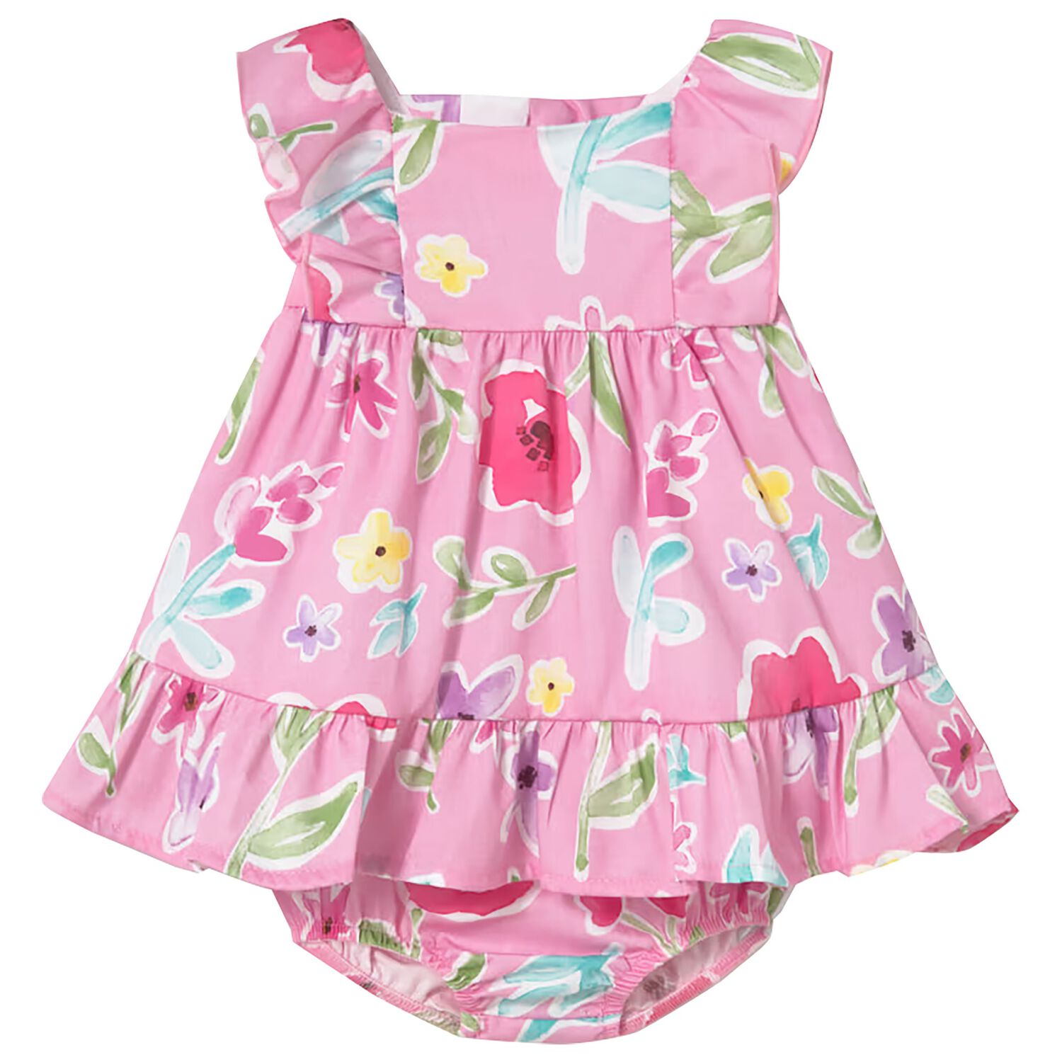Baby Girls Pink Floral Dress Set, 1, hi-res